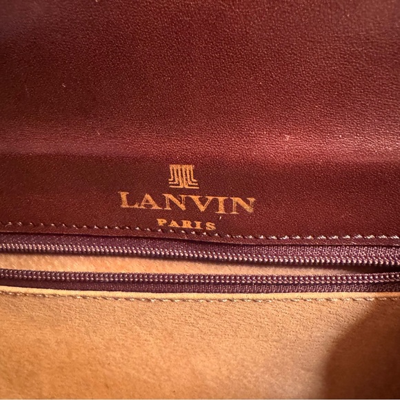 Vintage Lanvin Paris Brown Leather Flap Shoulder Bag | JL Logo | 80s 90s - Picture 11 of 15